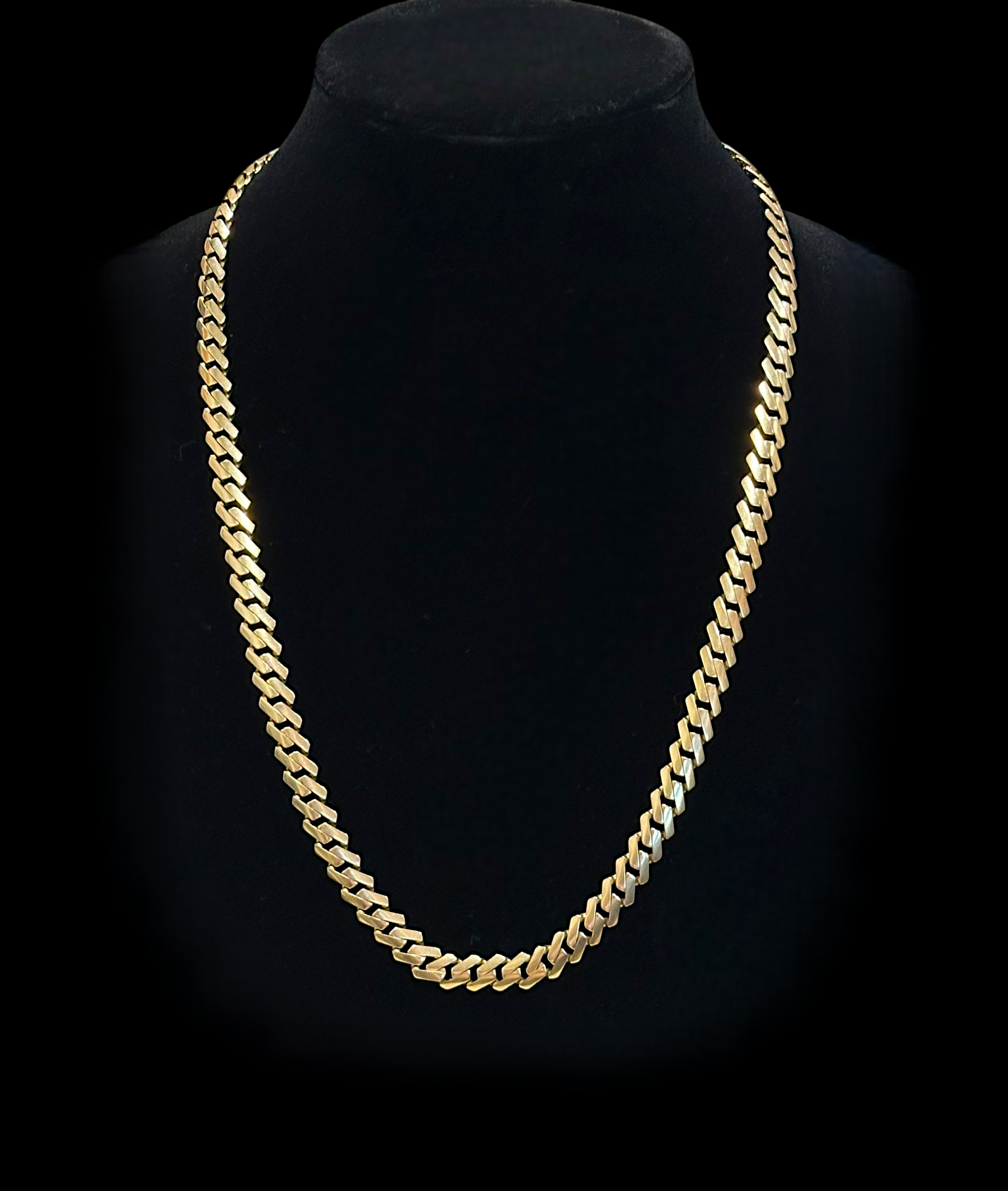 Monaco Chain Edge 10K Gold Diamond Accent Cuban Link Necklace