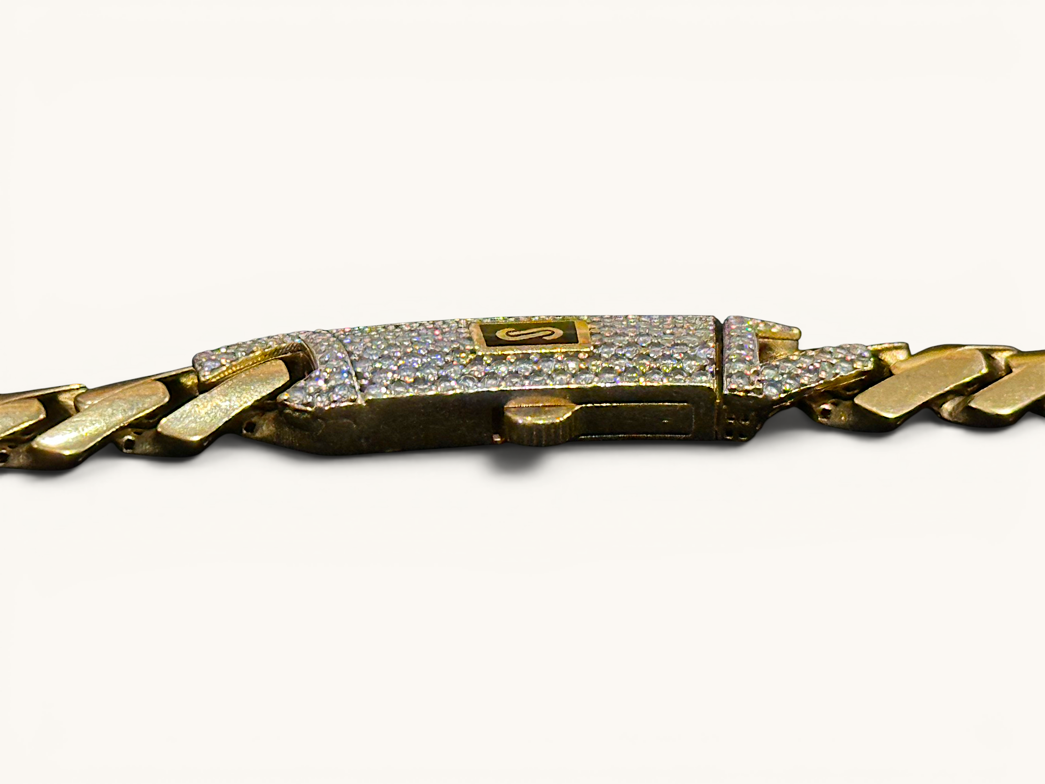 Monaco Chain Edge 10K Gold Diamond Accent Cuban Link Necklace 8