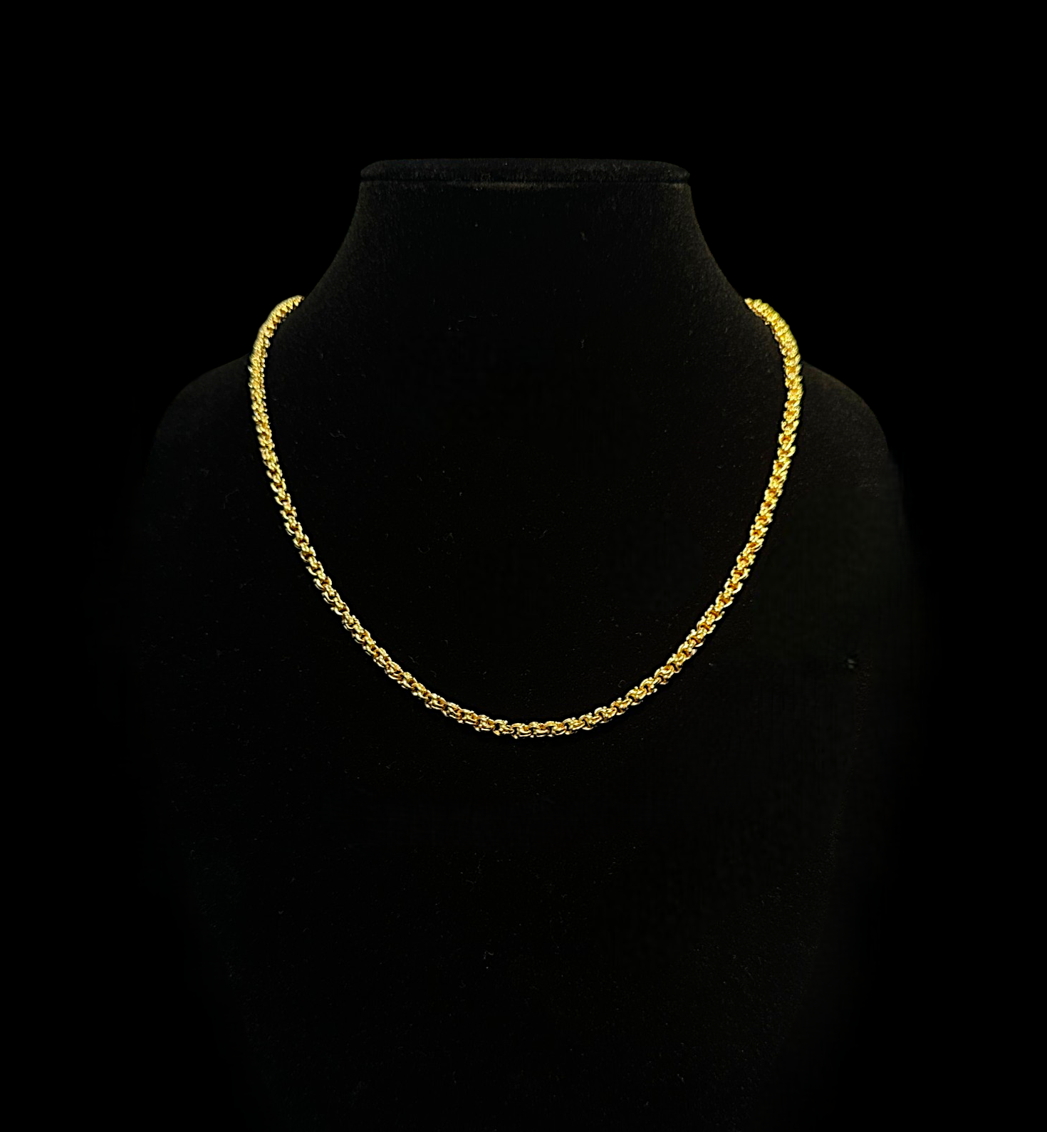 Solid 14K Gold Byzantine Link Chain Necklace