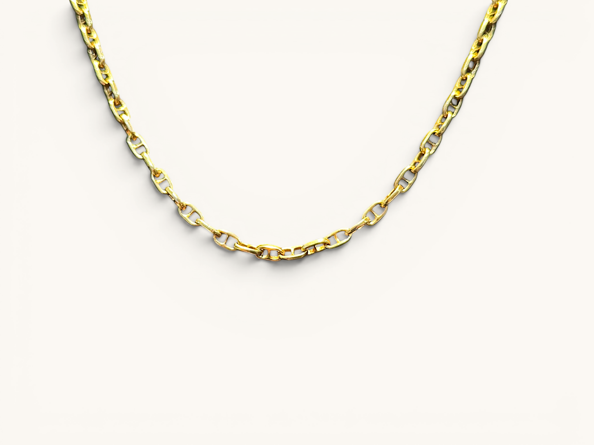 Vintage Italian 18K Gold Anchor Link Infinity Chain Necklace 3