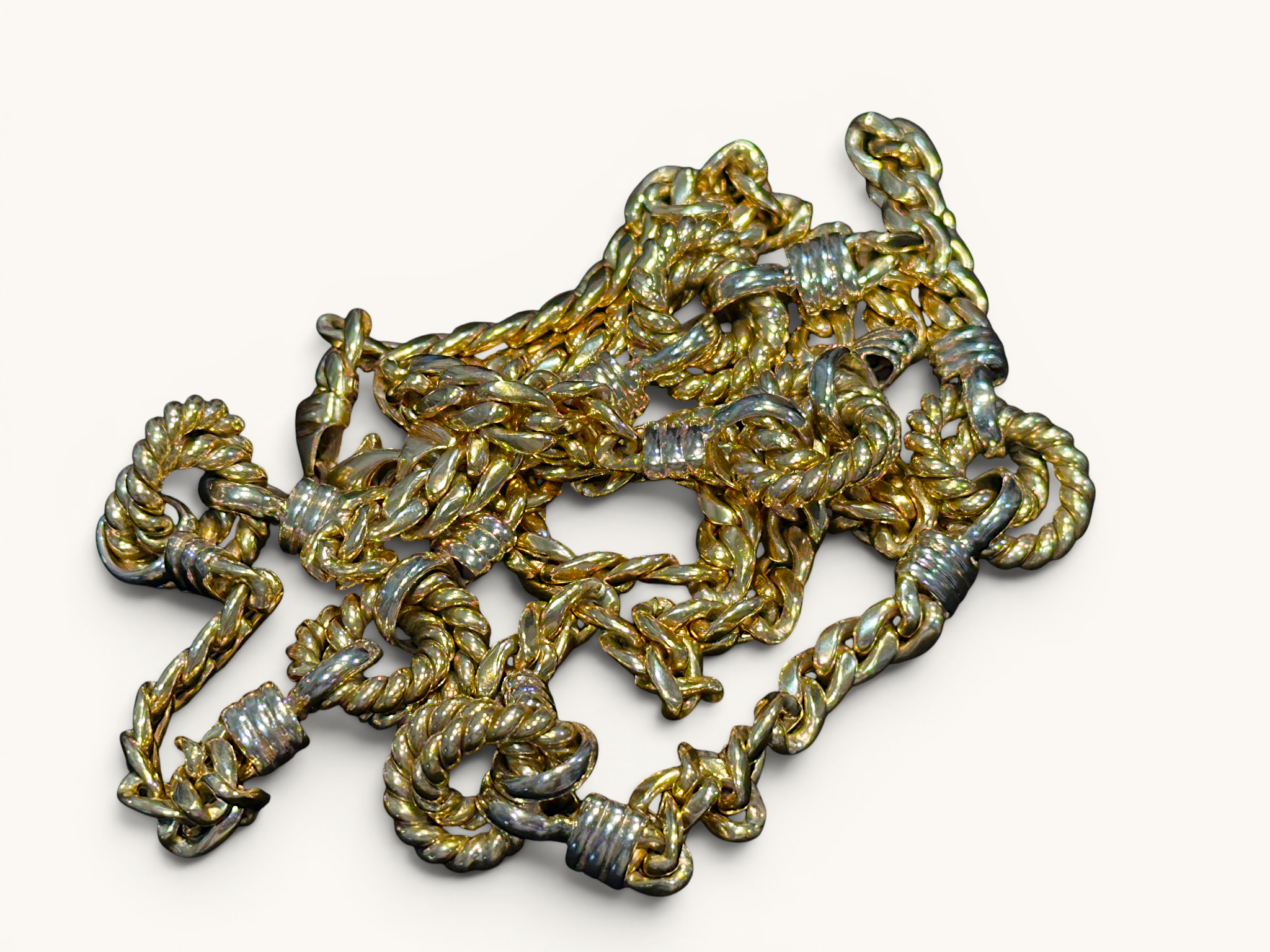 Italian 14K Two-Tone Cuban Link & Ring Station Necklace 5