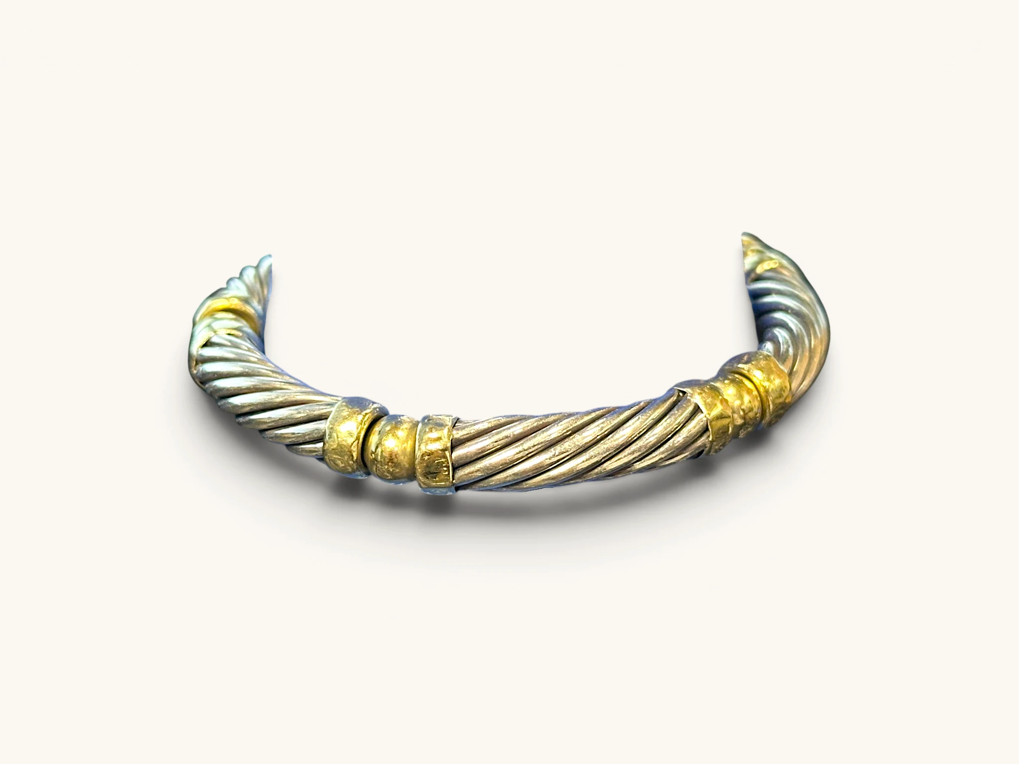 David Yurman Sterling Silver & 14K Gold Articulated Bangle Bracelet